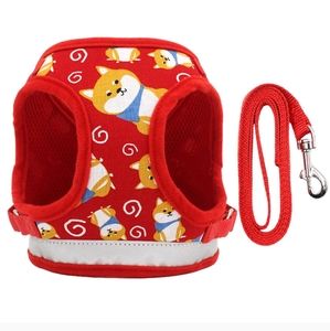 Red Cartoon Pet Dog Harness and Leash